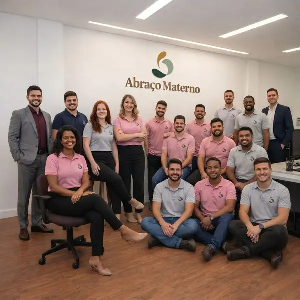 Equipe Abraço Materno reunida no escritório